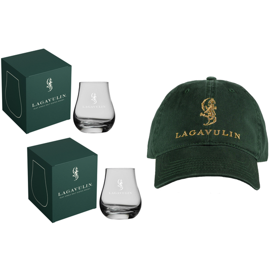 Lagavulin Feis Ile Cap - Green & 2 x Spey Dram Glas